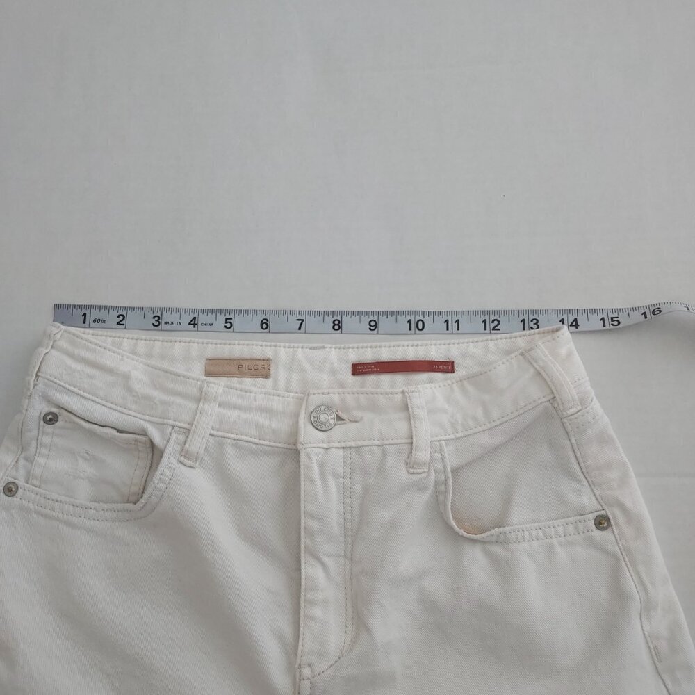 Pilcro Anthropologie Distressed White Slim Boyfriend Jeans Size 28P - Picture 8 of 13
